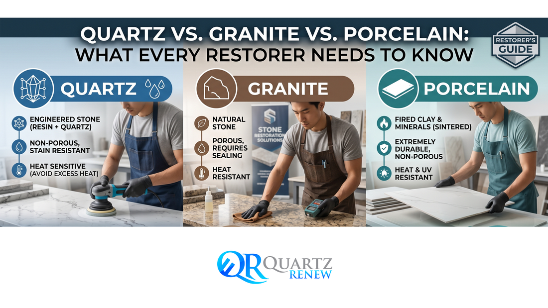 Quartz vs. Granite vs. Porcelain: What Every Restorer Needs to Know
